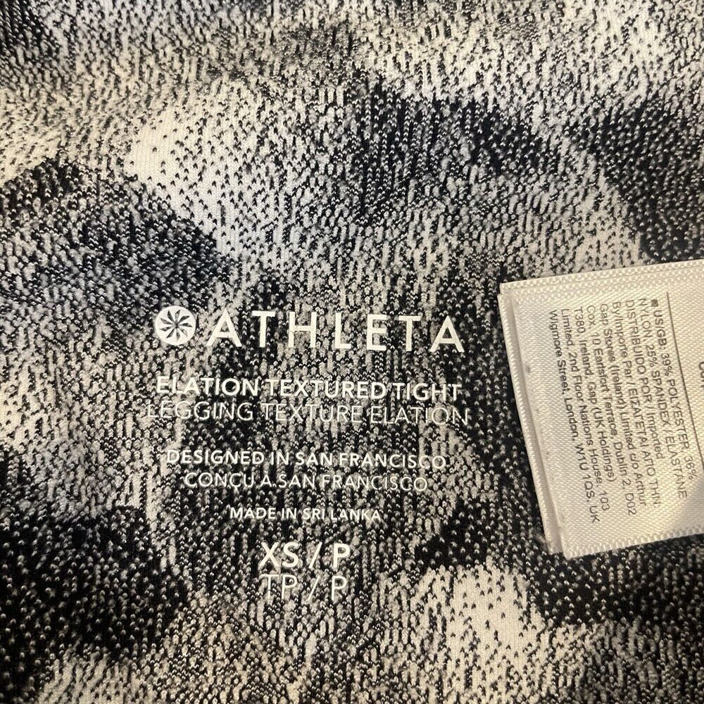 Athleta Black White Elation Floral‎ Textured Tight Legging Size XS - Picture 3 of 9